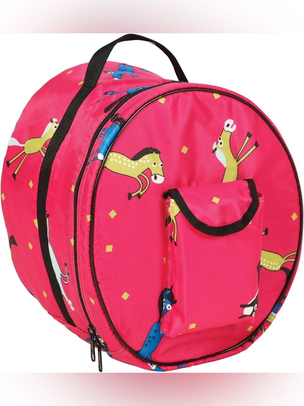 Ovation Children's Round Hat Bag for Head Gear Carry Bag - Pink Horse Print